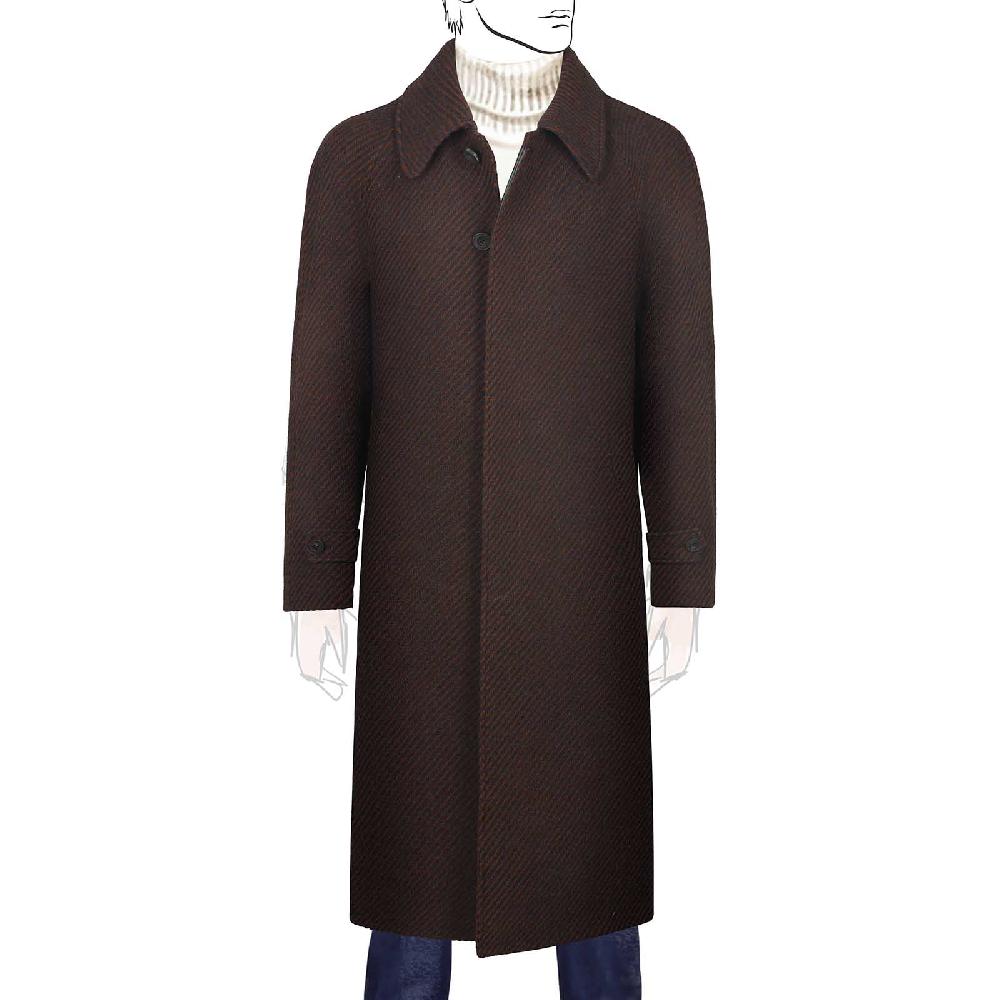 Rubinacci Vintage archive cappotto raglan in diagonale di lana skyfall marrone