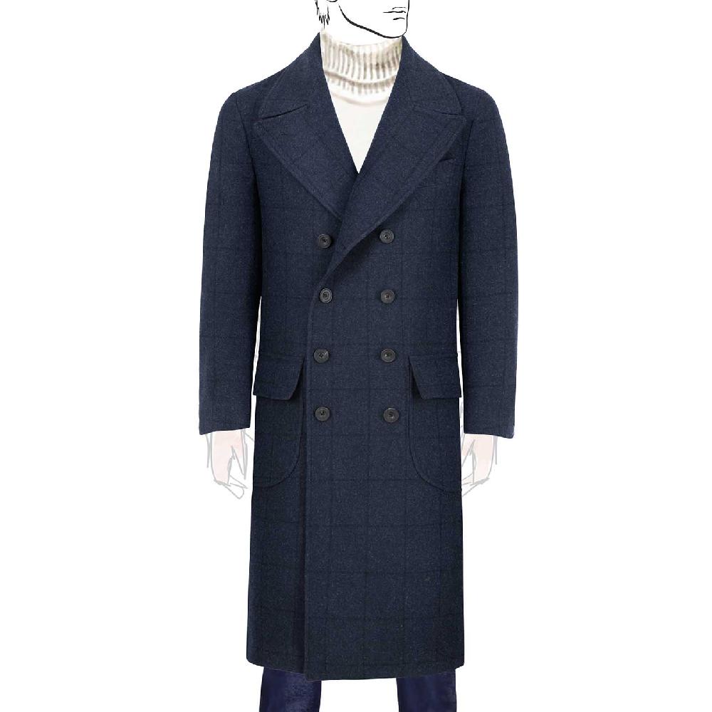 Rubinacci Vintage archive cappotto Ulster in lana a quadri blu
