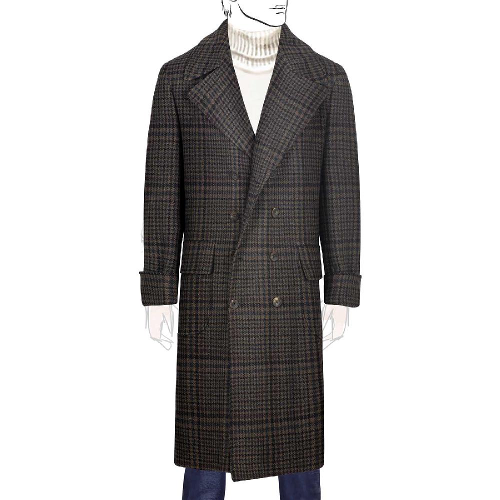 Rubinacci Vintage archive cappotto Ulster in lana e cashmere a quadri marrone