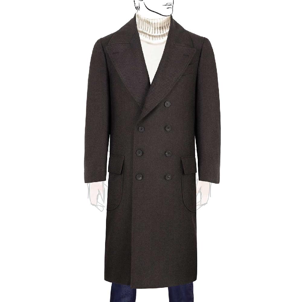 Rubinacci Vintage archive cappotto Ulster in lana spigato marrone