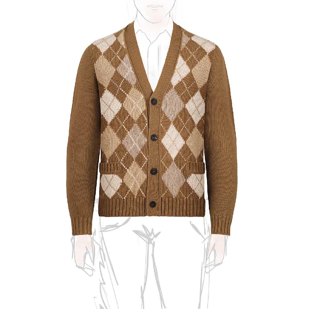 Rubinacci Vintage archive cardigan a rombi in lana tabacco Rubinacci Vintage archive cardigan a rombi in lana tabacco