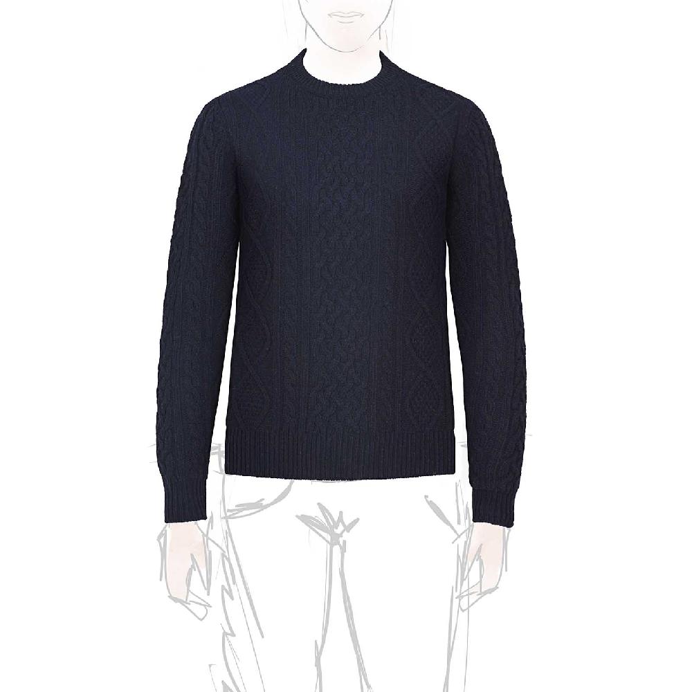 Rubinacci Vintage archive girocollo con trecce in lana blu Rubinacci Vintage archive girocollo con trecce in lana blu