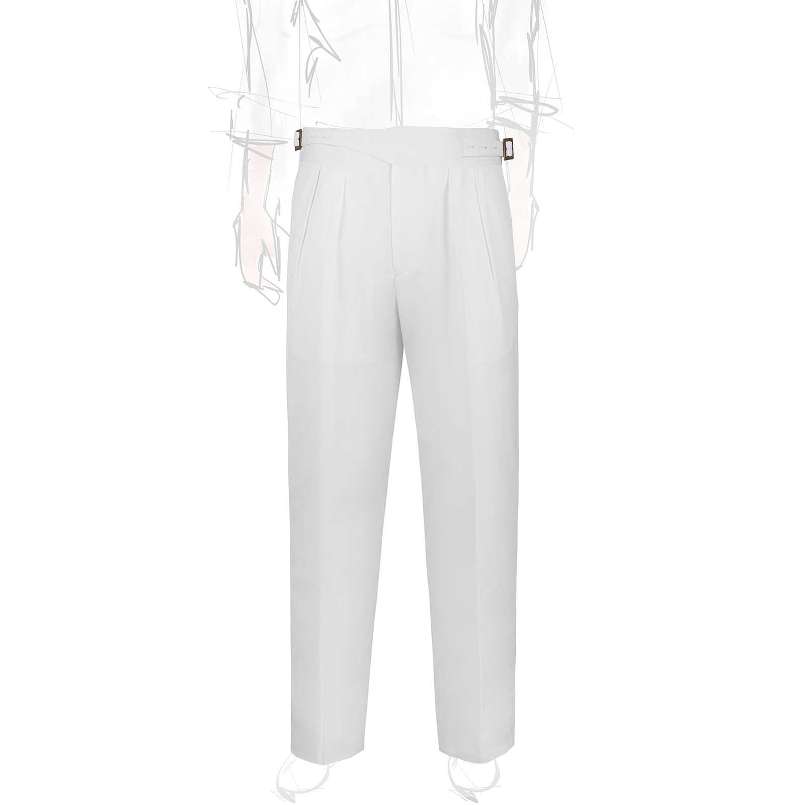 Rubinacci Vintage archive pantalone Manny in cotone bianco
