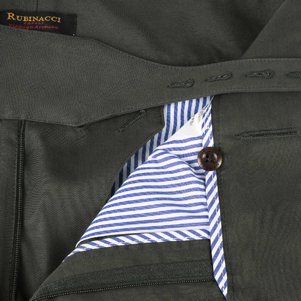 Rubinacci Vintage Archive Pantalone Manny In Cotone Verde Militare
