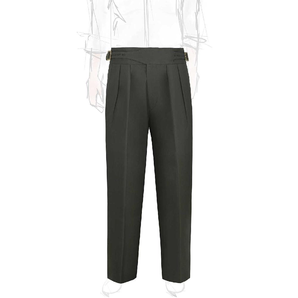 Rubinacci Vintage archive pantalone Manny in cotone verde militare