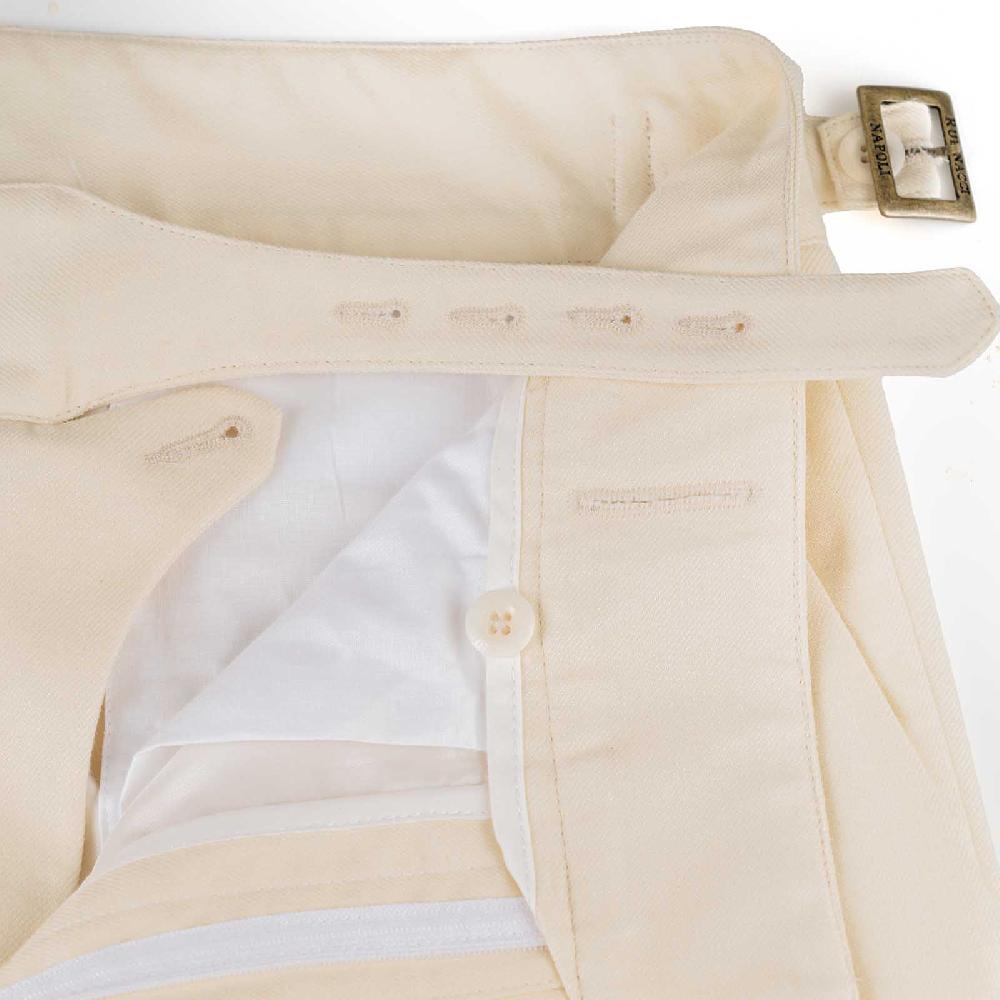 Rubinacci Vintage Archive Pantalone Manny In Lana E Cotone Bianco