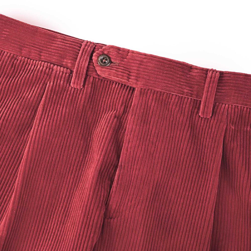 Rubinacci Vintage Archive Pantalone Velluto A Coste Con Pinces Ciliegia