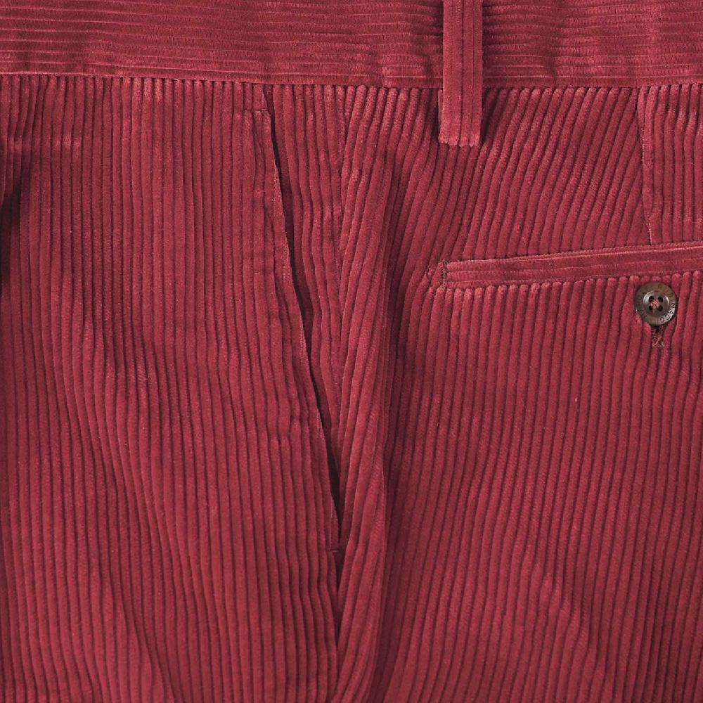 Rubinacci Vintage Archive Pantalone Velluto A Coste Con Pinces Ciliegia