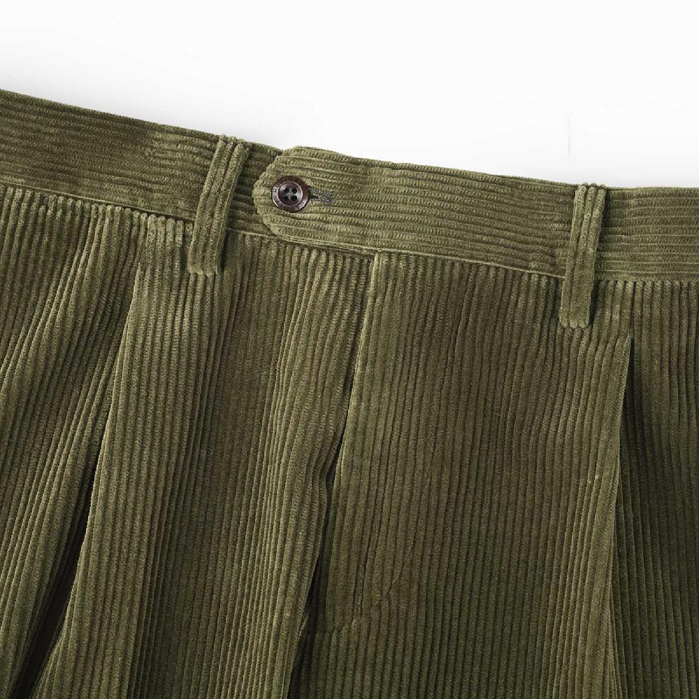 Rubinacci Vintage Archive Pantalone Velluto A Coste Con Pinces Verde