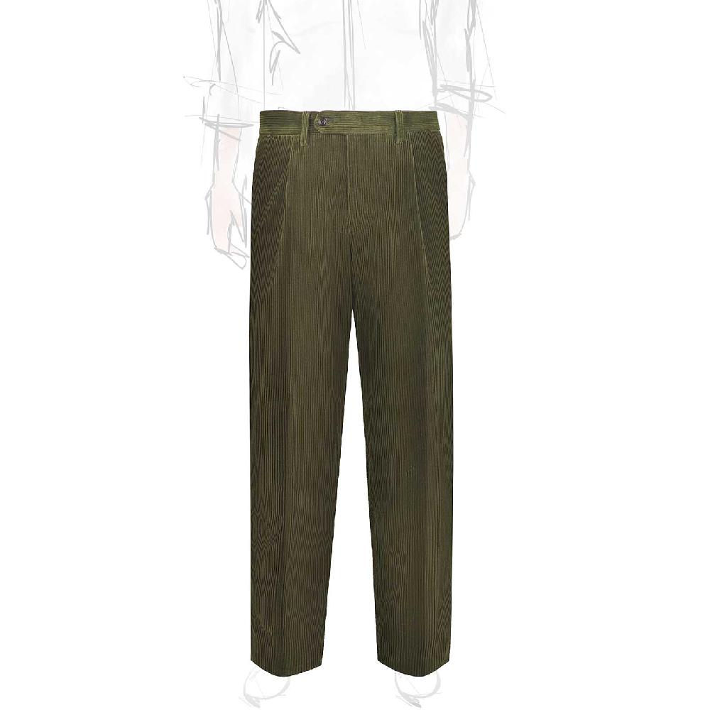 Rubinacci Vintage archive pantalone velluto a coste con pinces verde