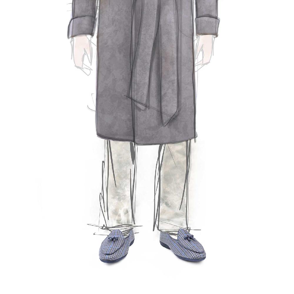 Rubinacci Vintage Archive Pantofola Quadretti Blu Serie Limitata