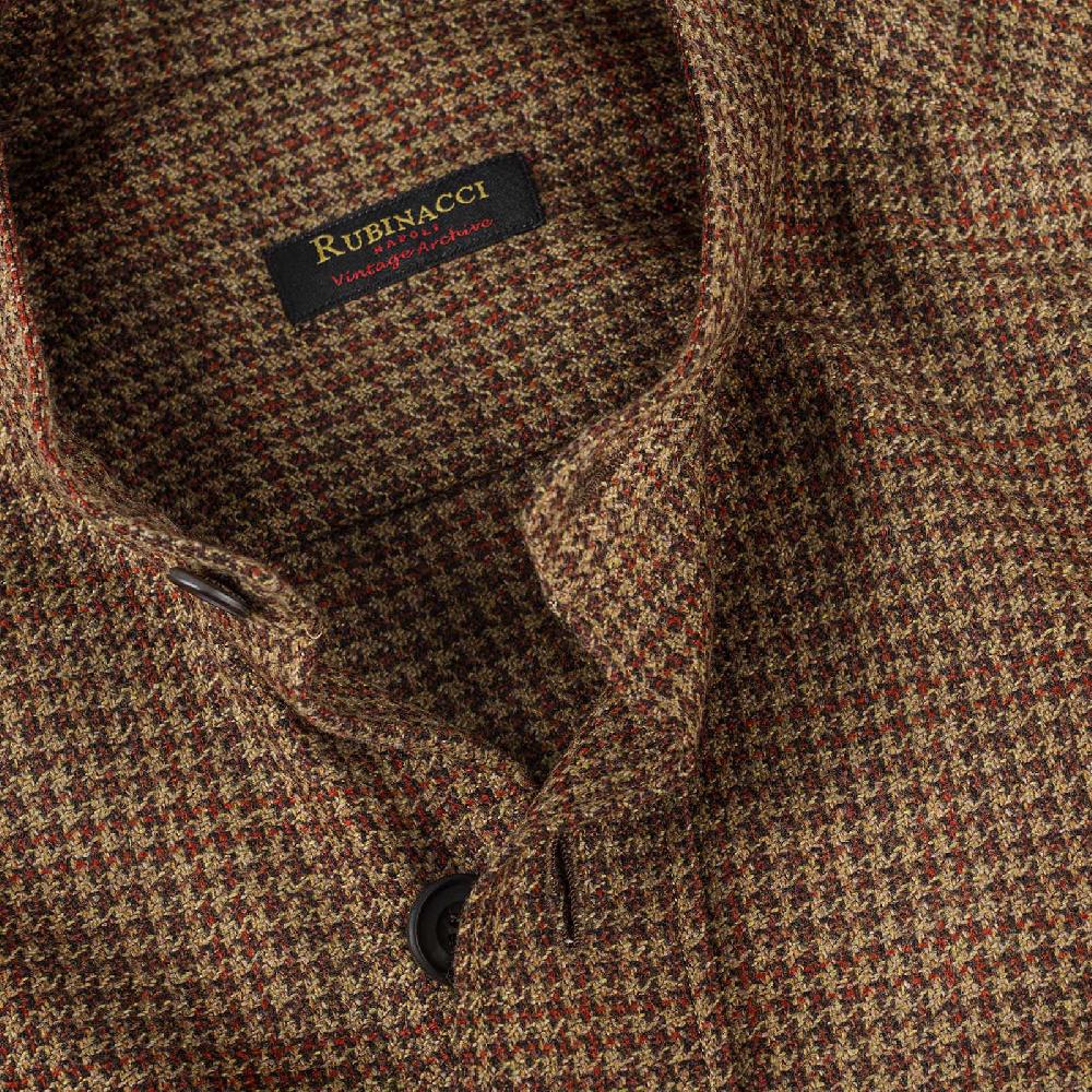 Rubinacci Vintage Archive Sahariana Guru In Pied De Poule Di Cashmere Nocciola