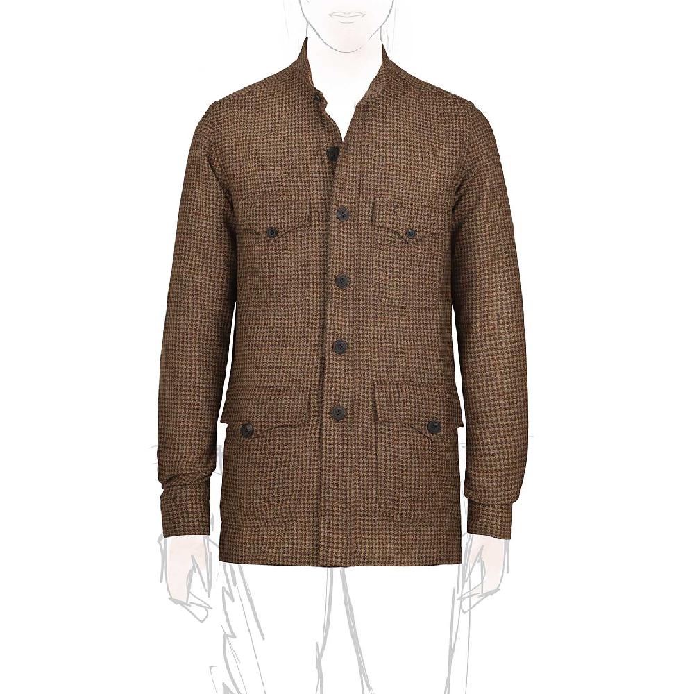 Rubinacci Vintage archive sahariana guru in pied de poule di cashmere nocciola