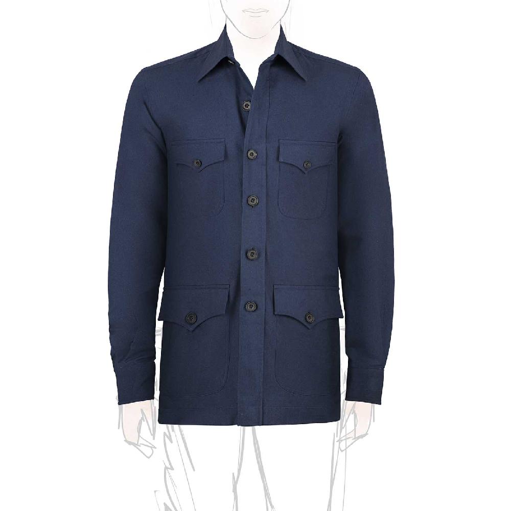 Rubinacci Vintage archive sahariana in cotone blu denim