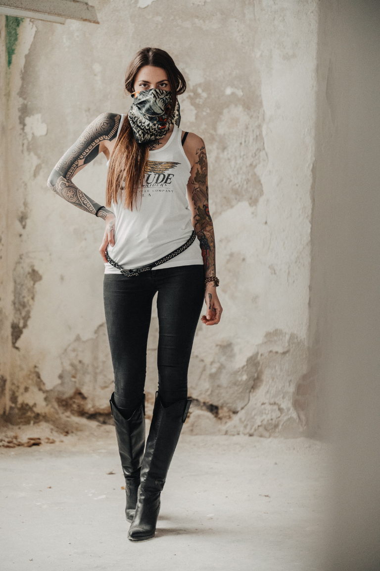 Rude Riders Canotta Donna Flying Wheel Bianca