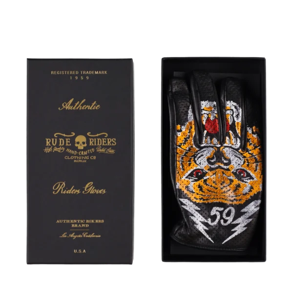 Rude Riders Guanti Moto In Pelle Tiger