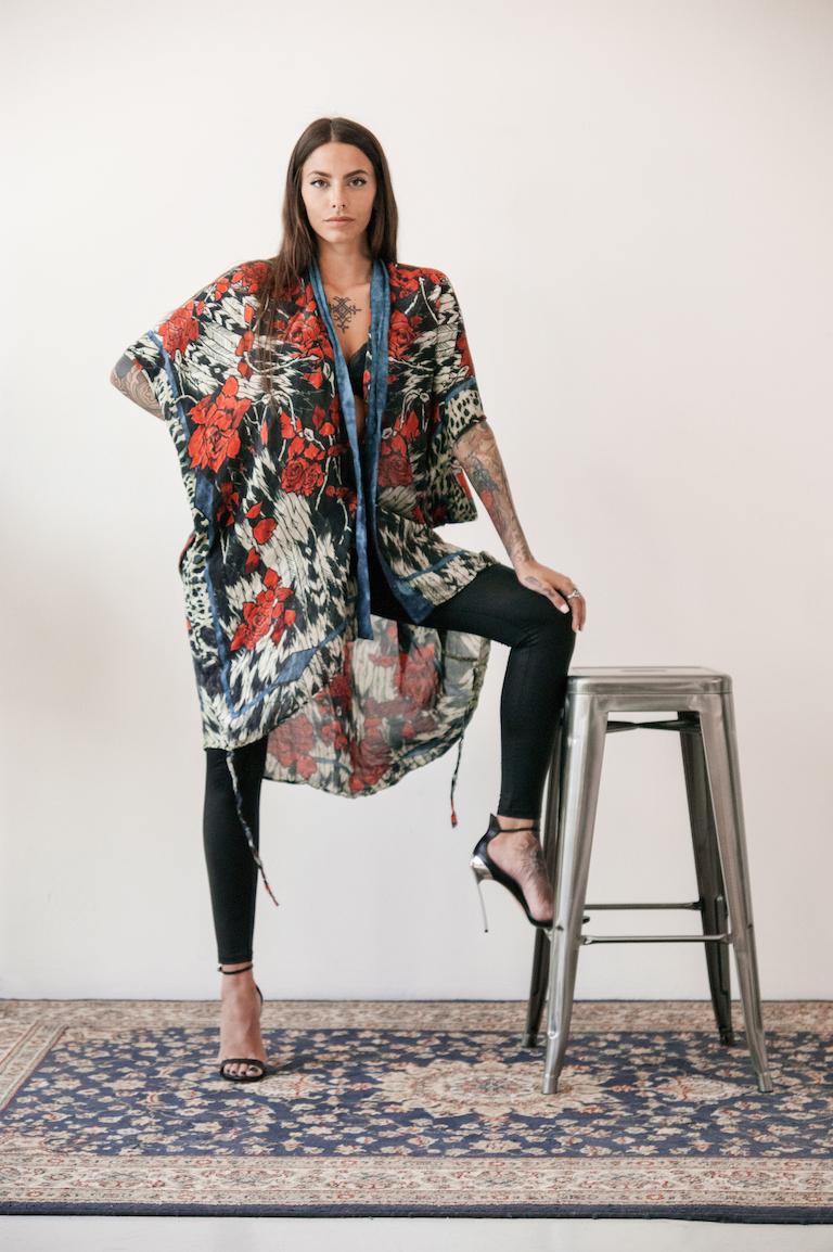 Rude Riders Kimono Donna Roses