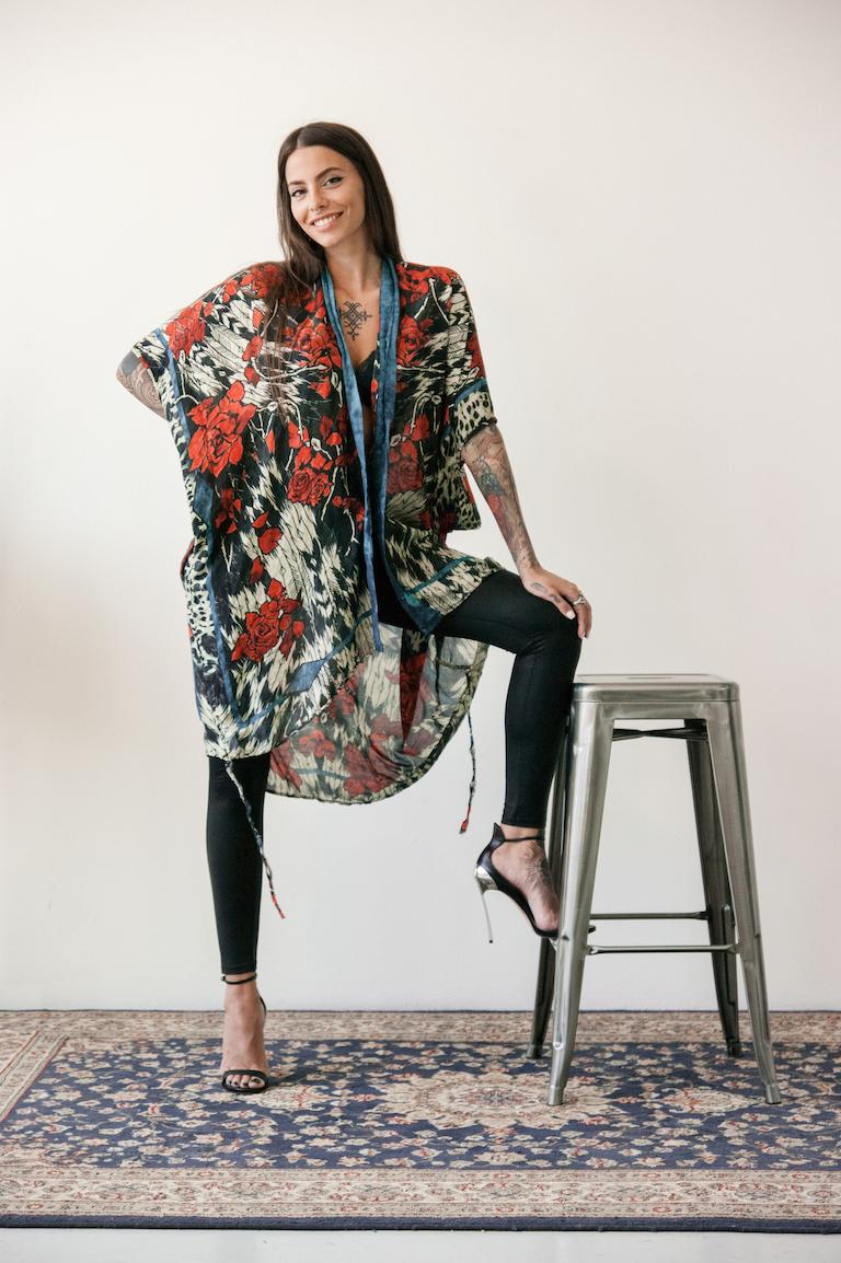 Rude Riders Kimono Donna Roses