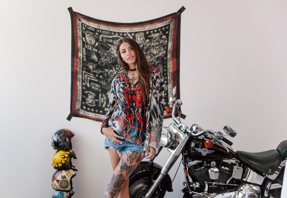 Rude Riders Shirt Donna Roses