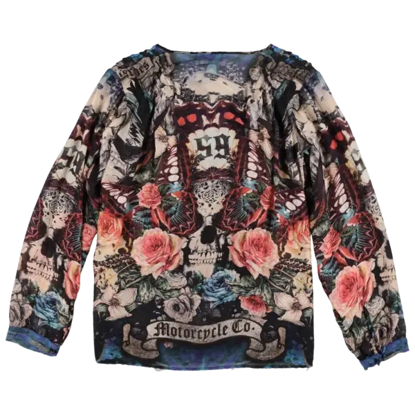 Rude Riders Shirt Donna Skull & Roses