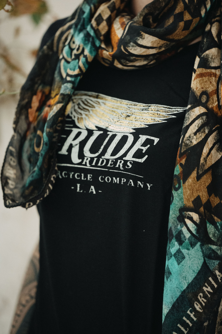 Rude Riders T-Shirt Donna Flying Wheel Nera