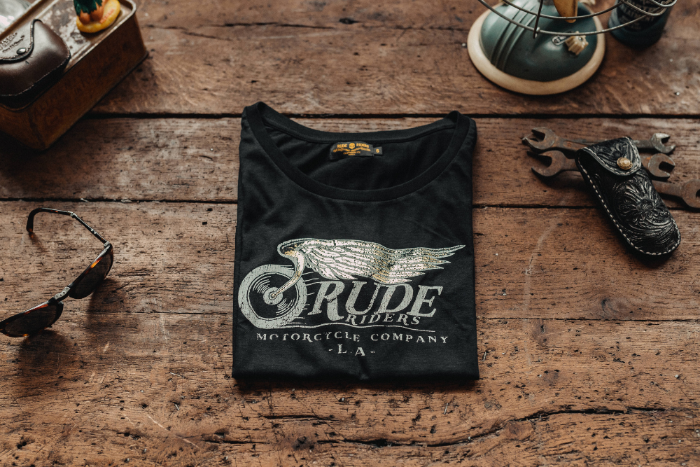 Rude Riders T-Shirt Donna Flying Wheel Nera