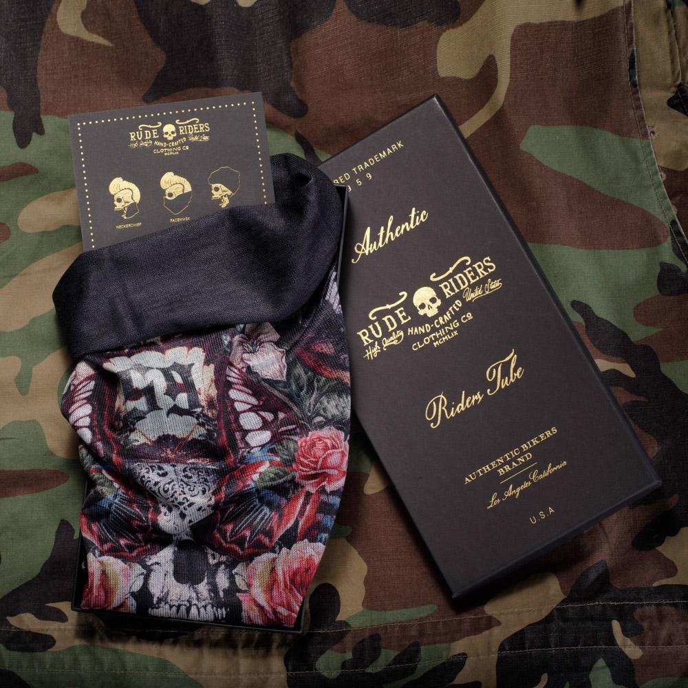 Rude Riders Tube Skull & Roses