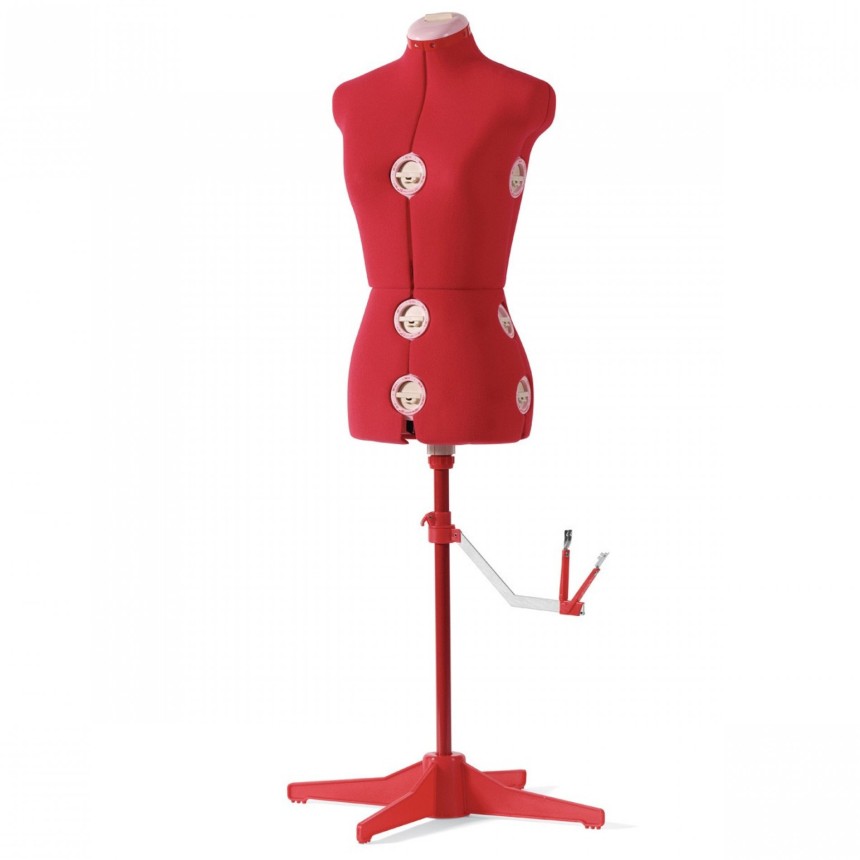 Shopty Manichino sartoriale regolabile DF150 Singer Red - Busto da sarta Small Medium Taglie 40/42 44 46 48