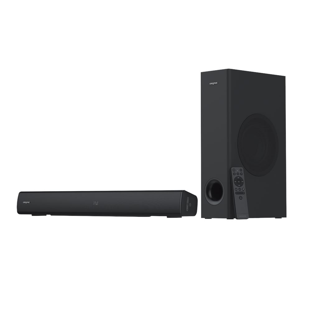Creative Stage V2 Soundbar e subwoofer 2.1 con Clear Dialog e Surround di Sound Blaster per TV e monitor desktop