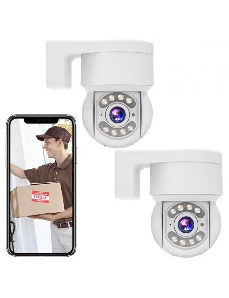 2 Pezzi TALLPOWER C48 Telecamera WiFi per esterni HD 2K 4MP visione notturna inclinazione panoramica a 360°