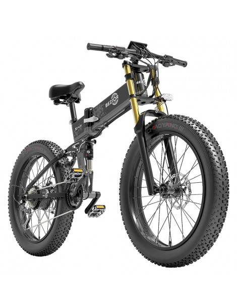 BEZIOR X-PLUS Electric Bike 1500W Motor 48V 17.5Ah Battery 26*4.0 Tire Mountain Bike 40 Km/h Max Speed 200kg Load -Black