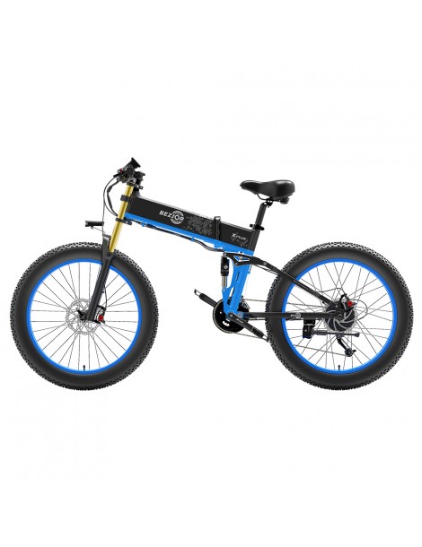 BEZIOR X-PLUS Electric Bike 1500W Motor 48V 17.5Ah Battery 26*4.0 Tire Mountain Bike 40 Km/h Max Speed 200kg Load - Blue