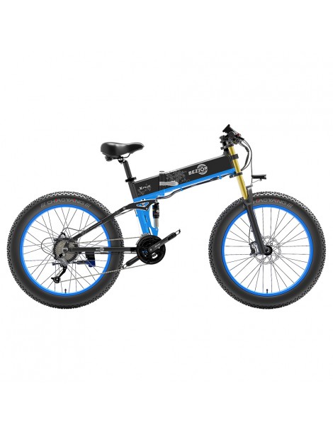 BEZIOR X-PLUS Electric Bike 1500W Motor 48V 17.5Ah Battery 26*4.0 Tire Mountain Bike 40 Km/h Max Speed 200kg Load - Blue