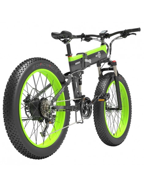 BEZIOR X1000 26 Pollici Fat Tire Foldable Electric Bike 1000W Motore Panasonic 48V 12.8Ah Batteria - Nero Verde