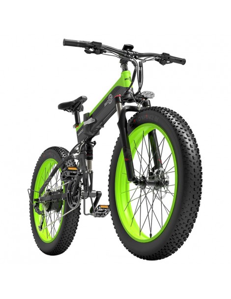 BEZIOR X1000 26 Pollici Fat Tire Foldable Electric Bike 1000W Motore Panasonic 48V 12.8Ah Batteria - Nero Verde