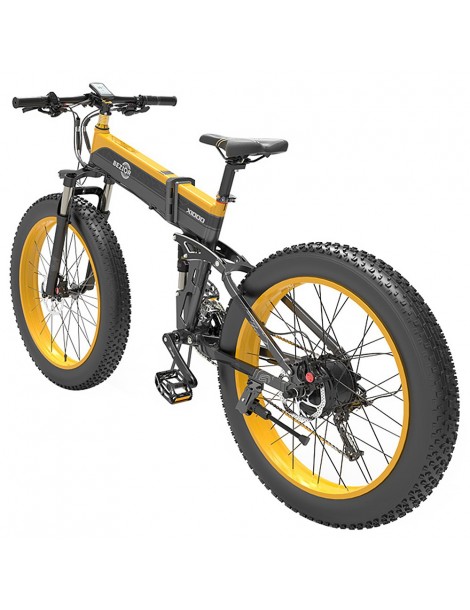 BEZIOR X1000 26 Pollici Fat Tire Foldable Electric Bike 1000W Motore Panasonic 48V 12.8Ah Batteria - Nero Giallo