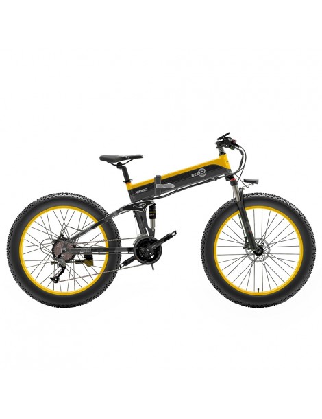 BEZIOR X1000 26 Pollici Fat Tire Foldable Electric Bike 1000W Motore Panasonic 48V 12.8Ah Batteria - Nero Giallo