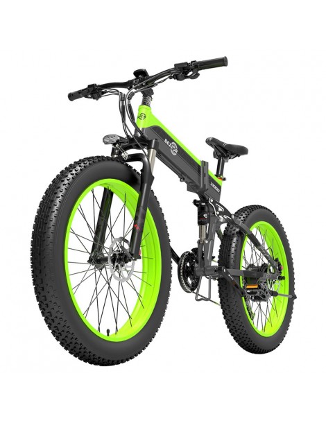 BEZIOR X1000 26 pollici Fat Tire Foldable Electric Bike 1000W Motore Panasonic 48V 12.8Ah Batteria - Nero Verde