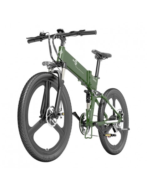 BEZIOR X500 PRO Mountain Bike Elettrica Pieghevole Pneumatico 26*1.95 Pollici Motore 500W Batteria 10.4Ah - Verde Militare