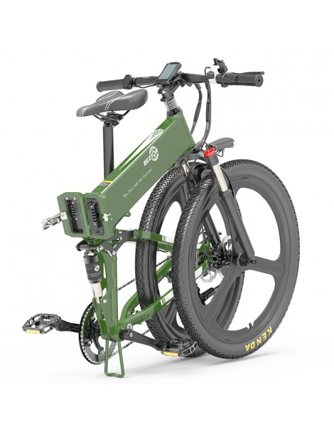 BEZIOR X500 PRO Mountain Bike Elettrica Pieghevole Pneumatico 26*1.95 Pollici Motore 500W Batteria 10.4Ah - Verde Militare