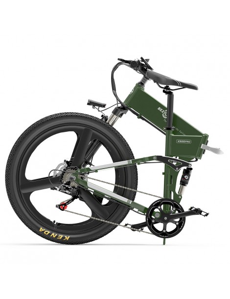 BEZIOR X500 PRO Mountain Bike Elettrica Pieghevole Pneumatico 26*1.95 Pollici Motore 500W Batteria 10.4Ah - Verde Militare