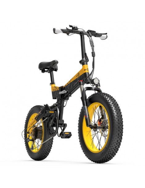 BEZIOR XF200 Bici Elettrica Pieghevole Da 20 Pollici Con Pneumatici Grassi Motore Da 1000 W Batteria Da 48 V 15 Ah - Nero Giallo