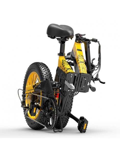 BEZIOR XF200 Bici Elettrica Pieghevole Da 20 Pollici Con Pneumatici Grassi Motore Da 1000 W Batteria Da 48 V 15 Ah - Nero Giallo