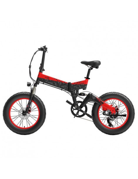 BEZIOR XF200 Bici elettrica pieghevole da 20 pollici con pneumatici grassi Motore da 1000 W Batteria da 48 V 15 Ah - Nero Rosso