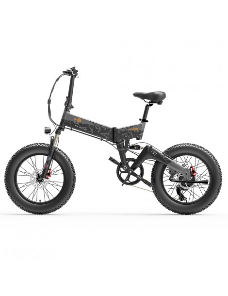 BEZIOR XF200 Bici Elettrica Pieghevole Da 20 Pollici Con Pneumatici Grassi Motore Da 1000 W Batteria Da 48 V 15 Ah - Nero Grigio