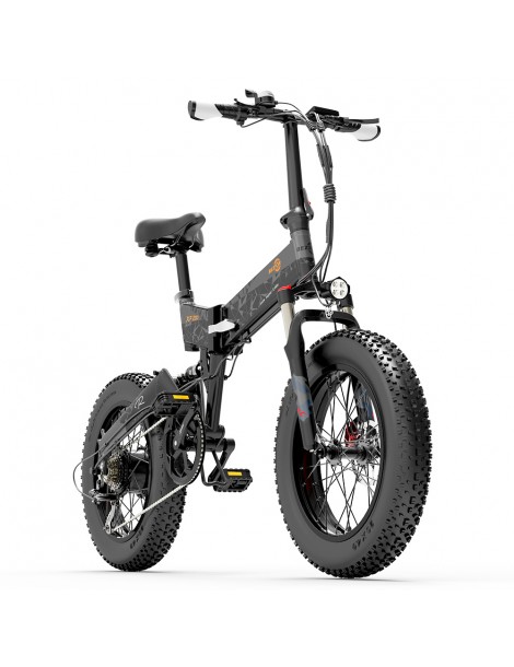 BEZIOR XF200 Bici Elettrica Pieghevole Da 20 Pollici Con Pneumatici Grassi Motore Da 1000 W Batteria Da 48 V 15 Ah - Nero Grigio