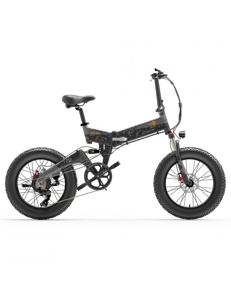 BEZIOR XF200 Bici elettrica pieghevole da 20 pollici con pneumatici grassi Motore da 1000 W Batteria da 48 V 15 Ah - Nero Grigio