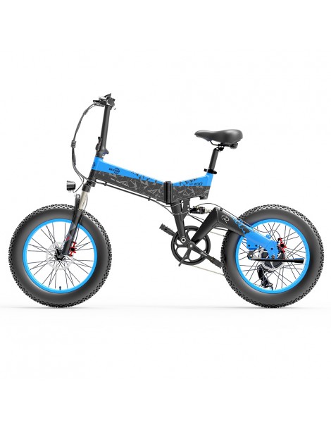 BEZIOR XF200 Bici Elettrica Pieghevole Da 20 Pollici Con Pneumatici Grassi Motore Da 1000 W Batteria Da 48 V 15 Ah - Nero Blu