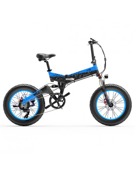 BEZIOR XF200 Bici elettrica pieghevole da 20 pollici con pneumatici grassi Motore da 1000 W Batteria da 48 V 15 Ah - Nero Blu