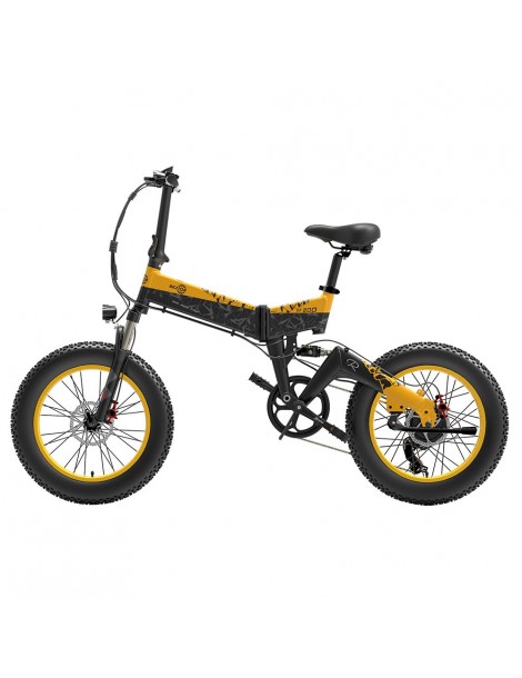 BEZIOR XF200 Bici elettrica pieghevole da 20 pollici con pneumatici grassi Motore da 1000 W Batteria da 48 V 15 Ah - Nero Giallo